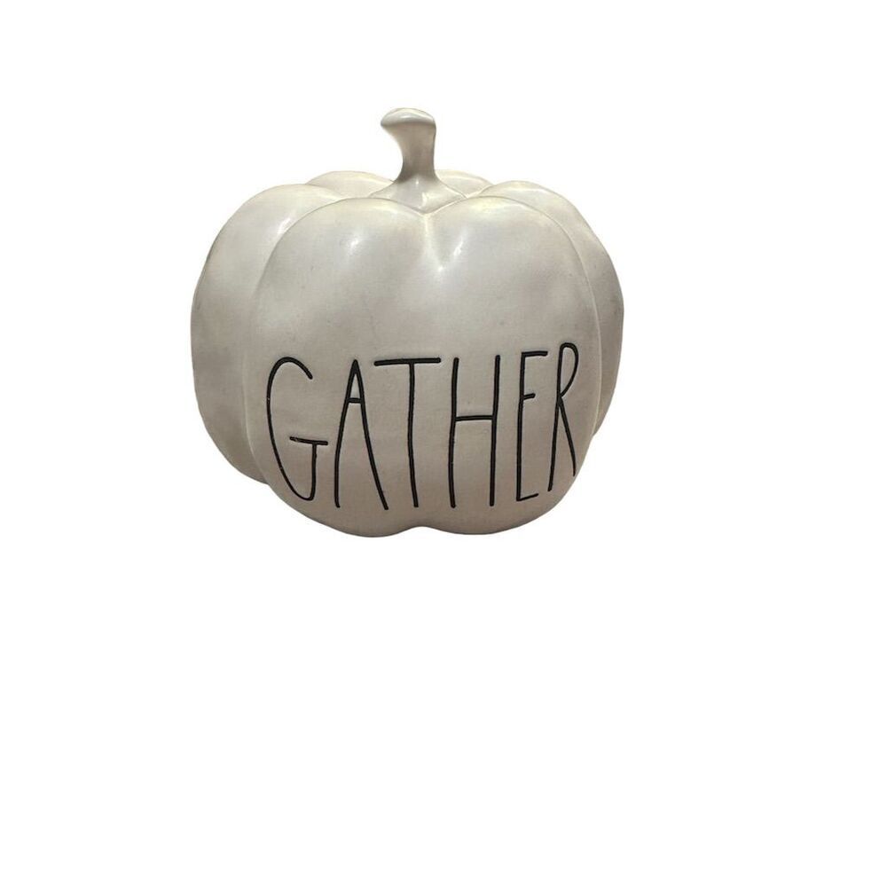 Rae Dunn "GATHER" White Ceramic Pumpkin Centerpiece Decor